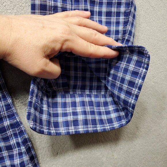 Ralph Lauren Blue Label Long Sleeve Button Down Plaid Shirt Blue White Men Sz L - Picture 7 of 11